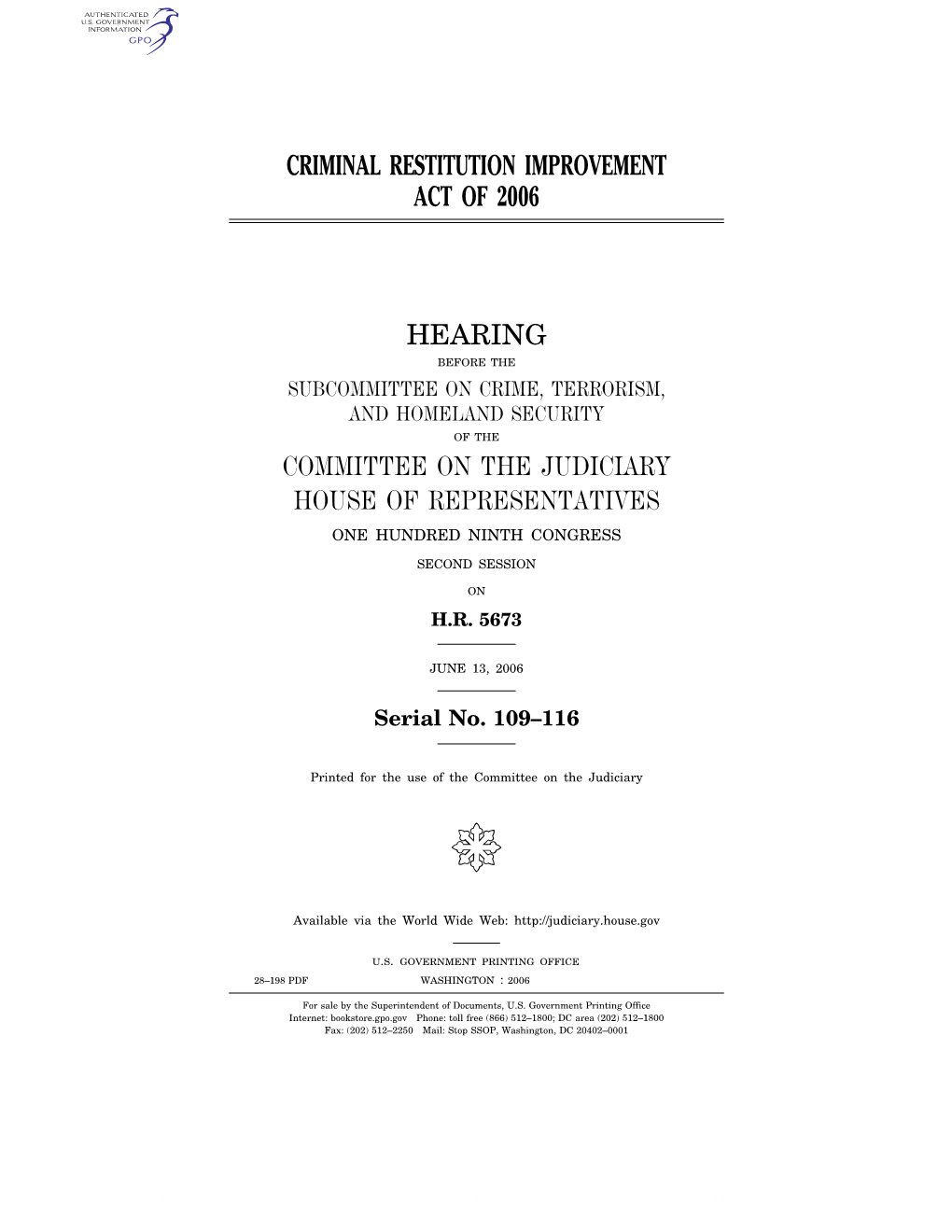 Criminal Restitution Improvement Act of 2006