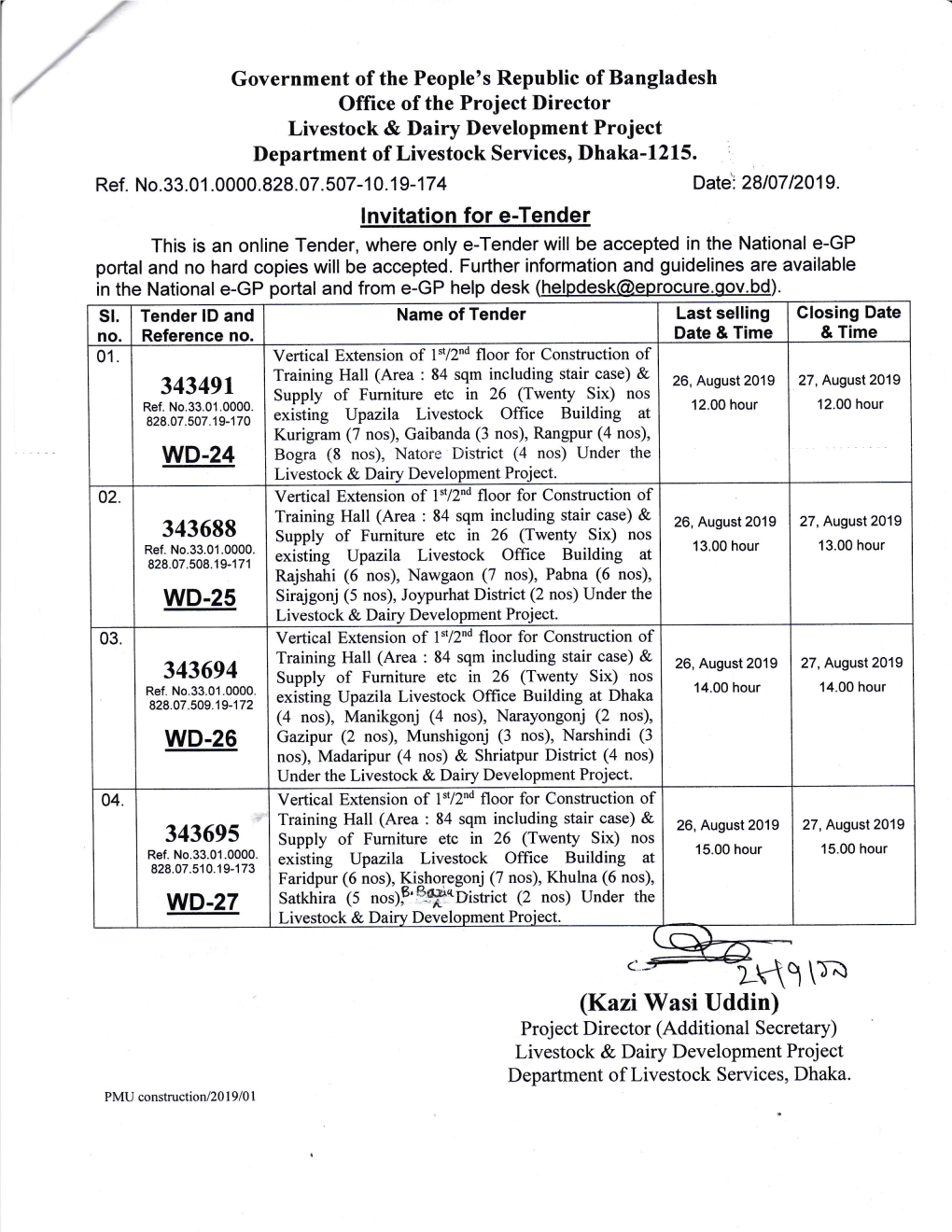 Ldltrt (Kazi Wasi Uddin) Project Director (Additional Secretary) Livestock & Dairy Development Project Department of Livestock Services, Dhaka