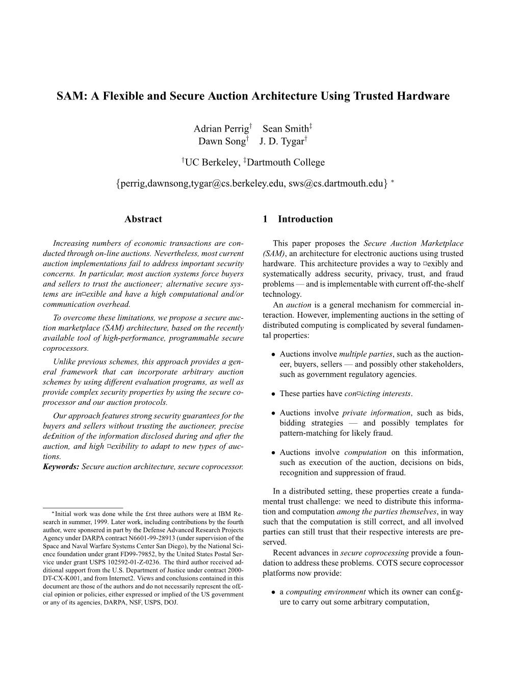 SAM: a Flexible and Secure Auction Architecture Using Trusted Hardware