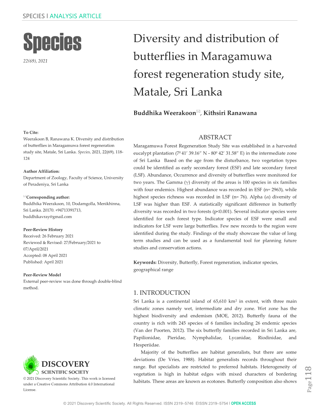 SPECIES L ANALYSIS ARTICLE