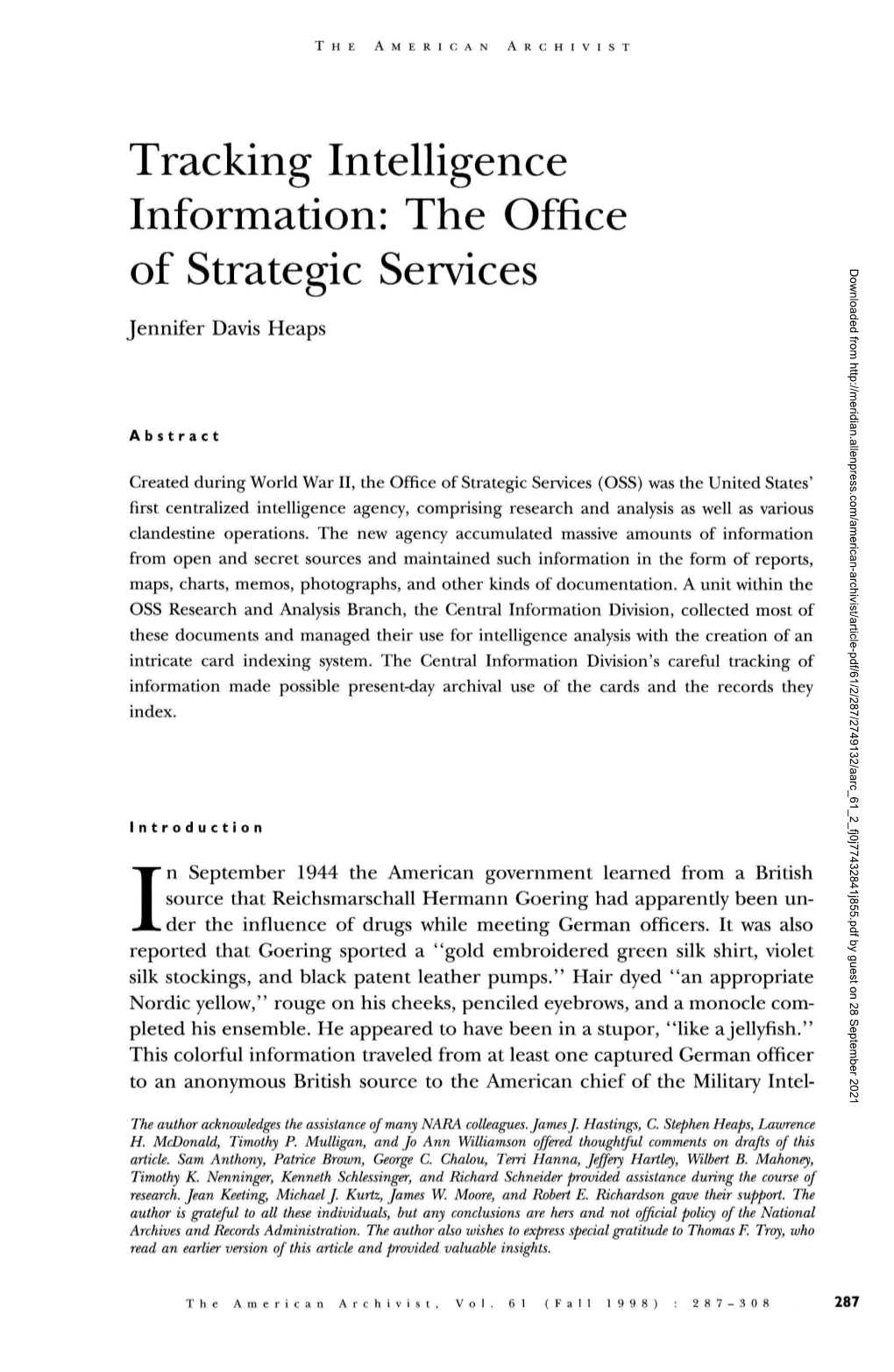 The Office of Strategic Services