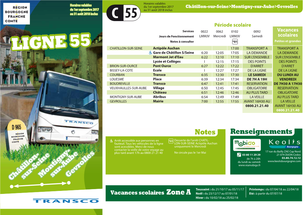 Fiche Horaire Ligne 55