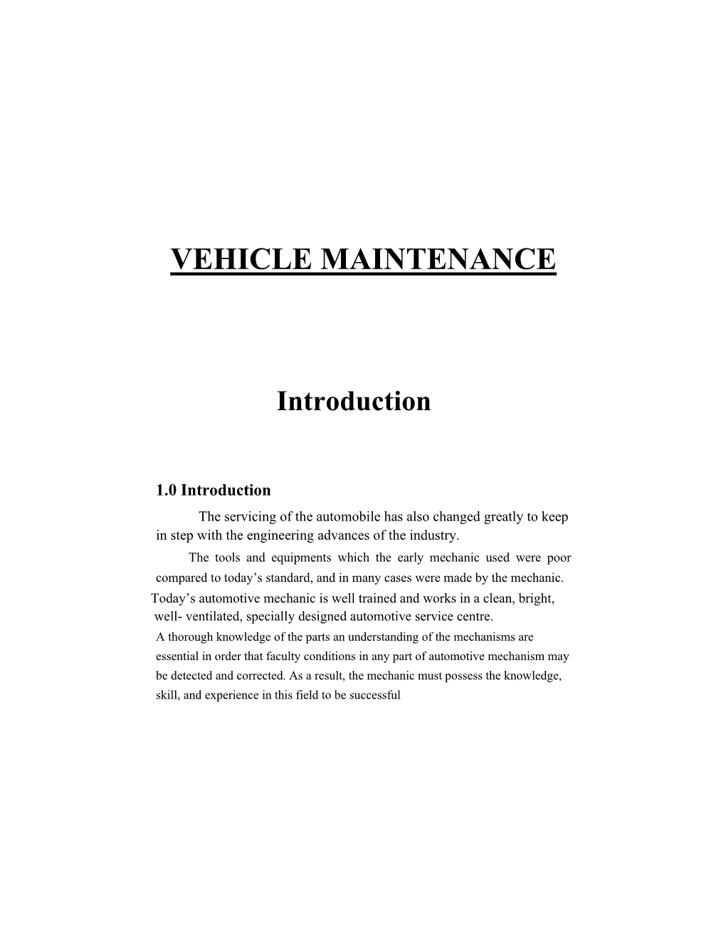 Vehicle Maintenance