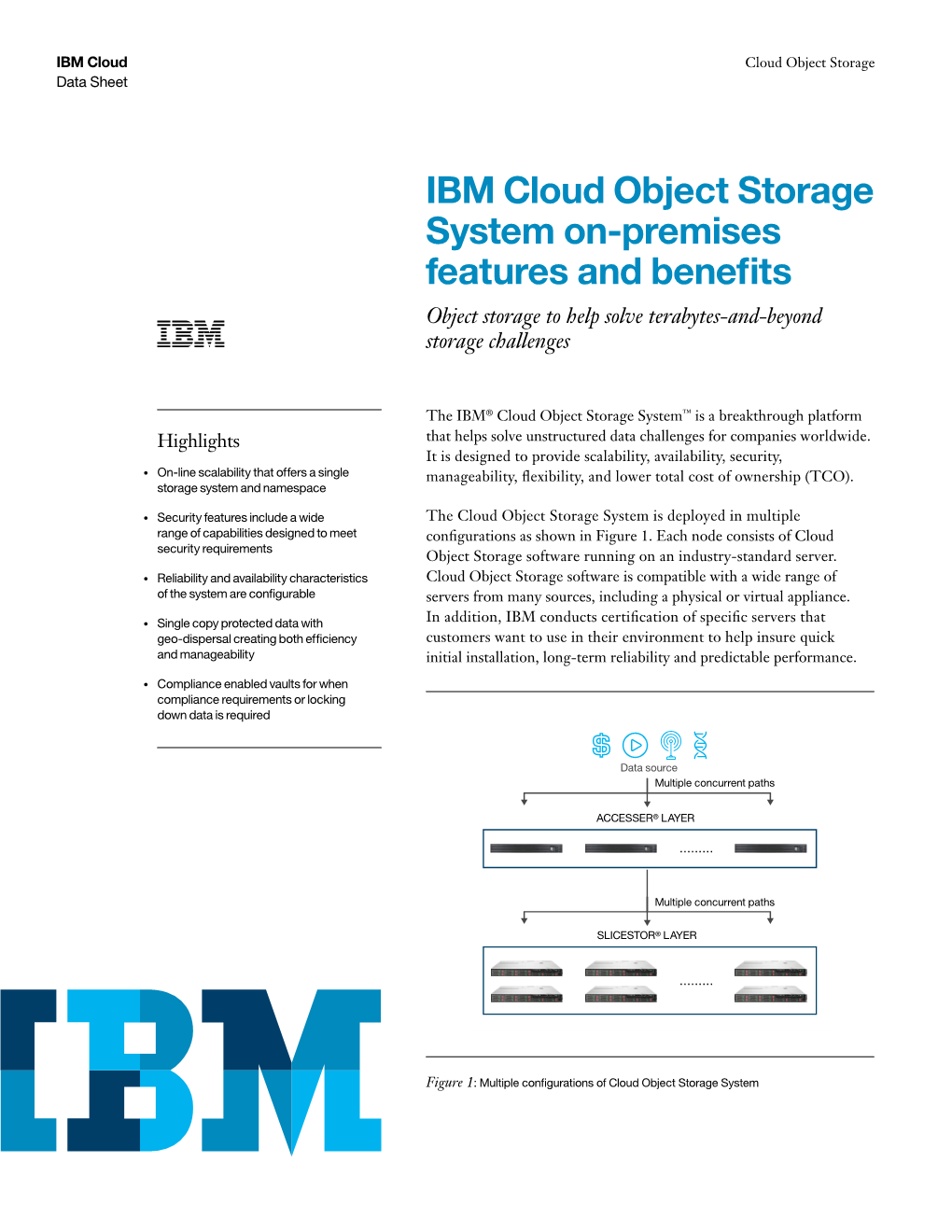 IBM Cloud Object Storage System On-Premises Features and Benefits Object Storage to Help Solve Terabytes-And-Beyond Storage Challenges