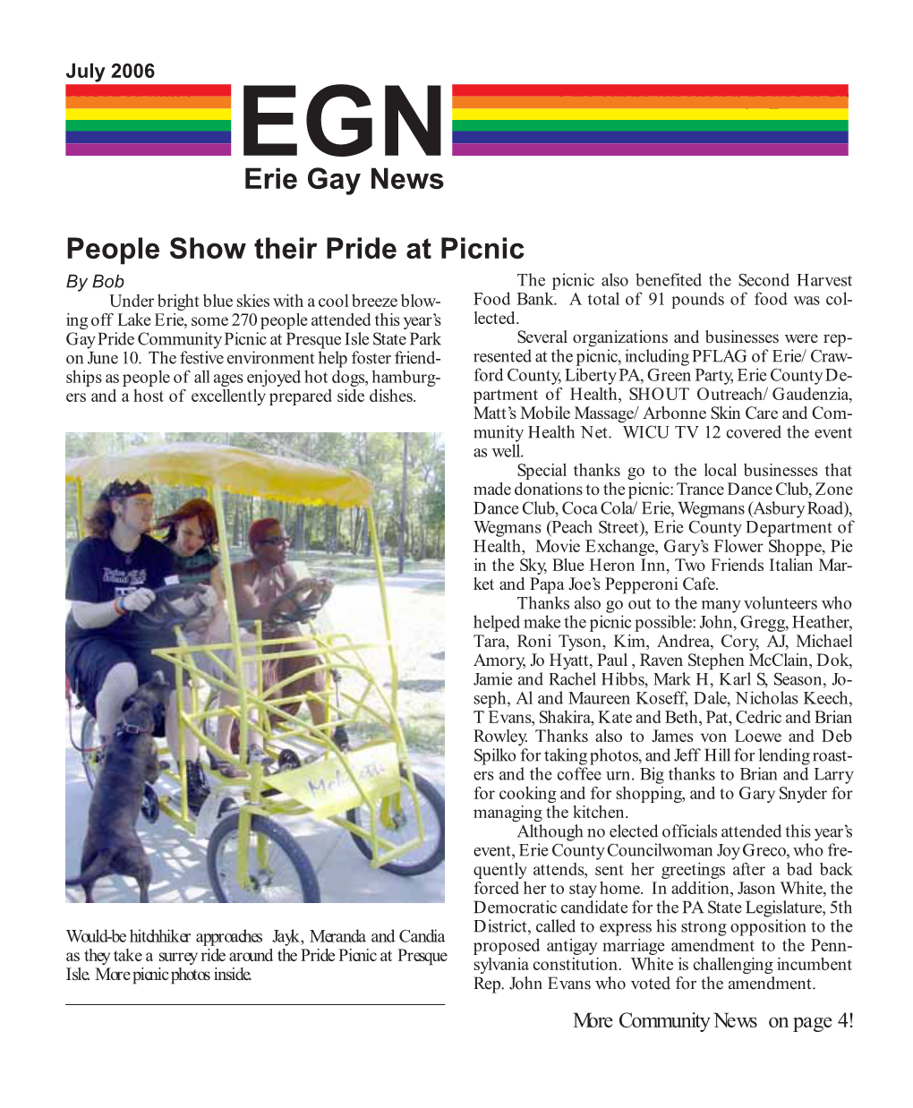 Erie Gay News People Show Their Pride at Picnic