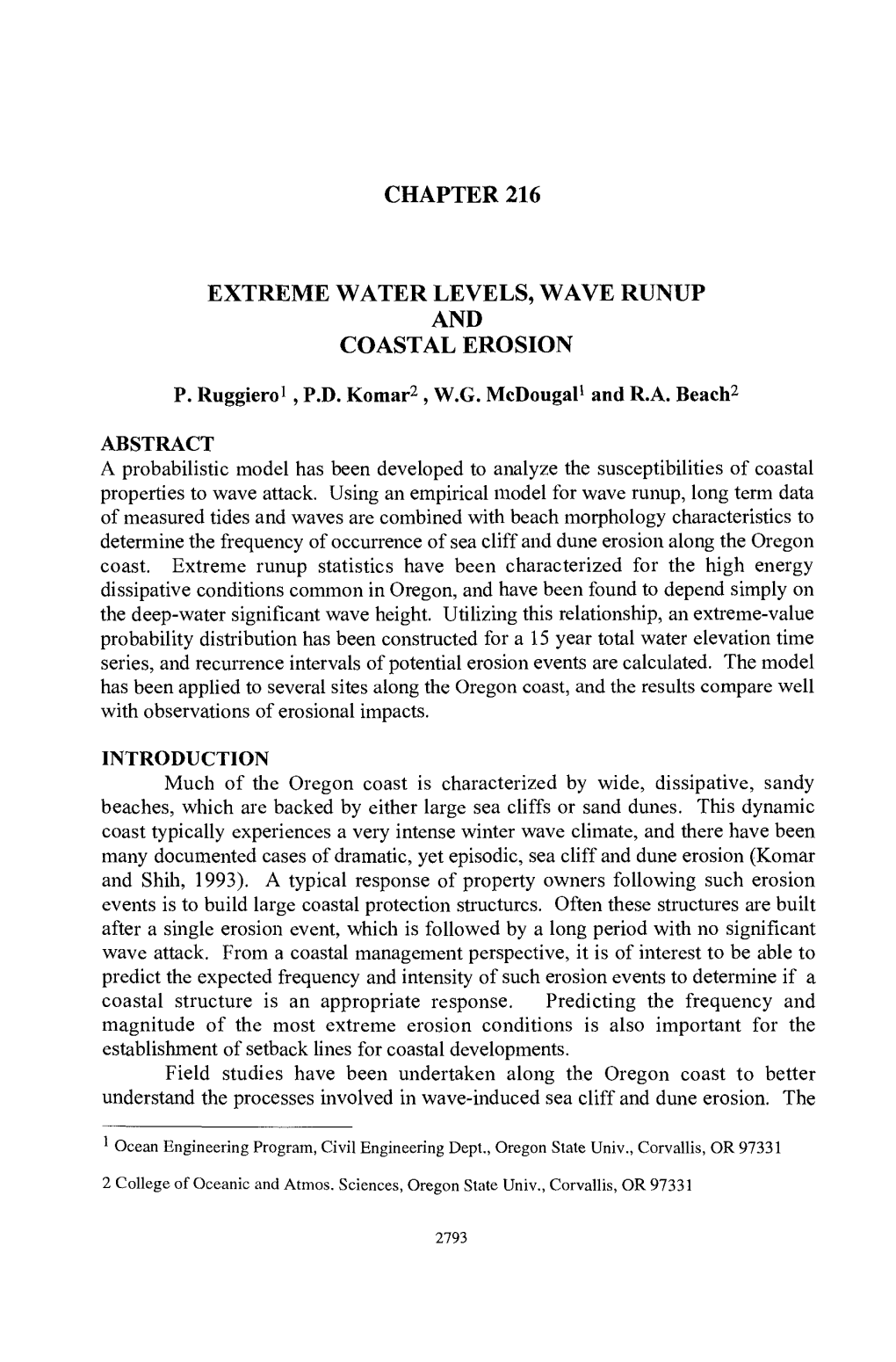 Chapter 216 Extreme Water Levels, Wave Runup And