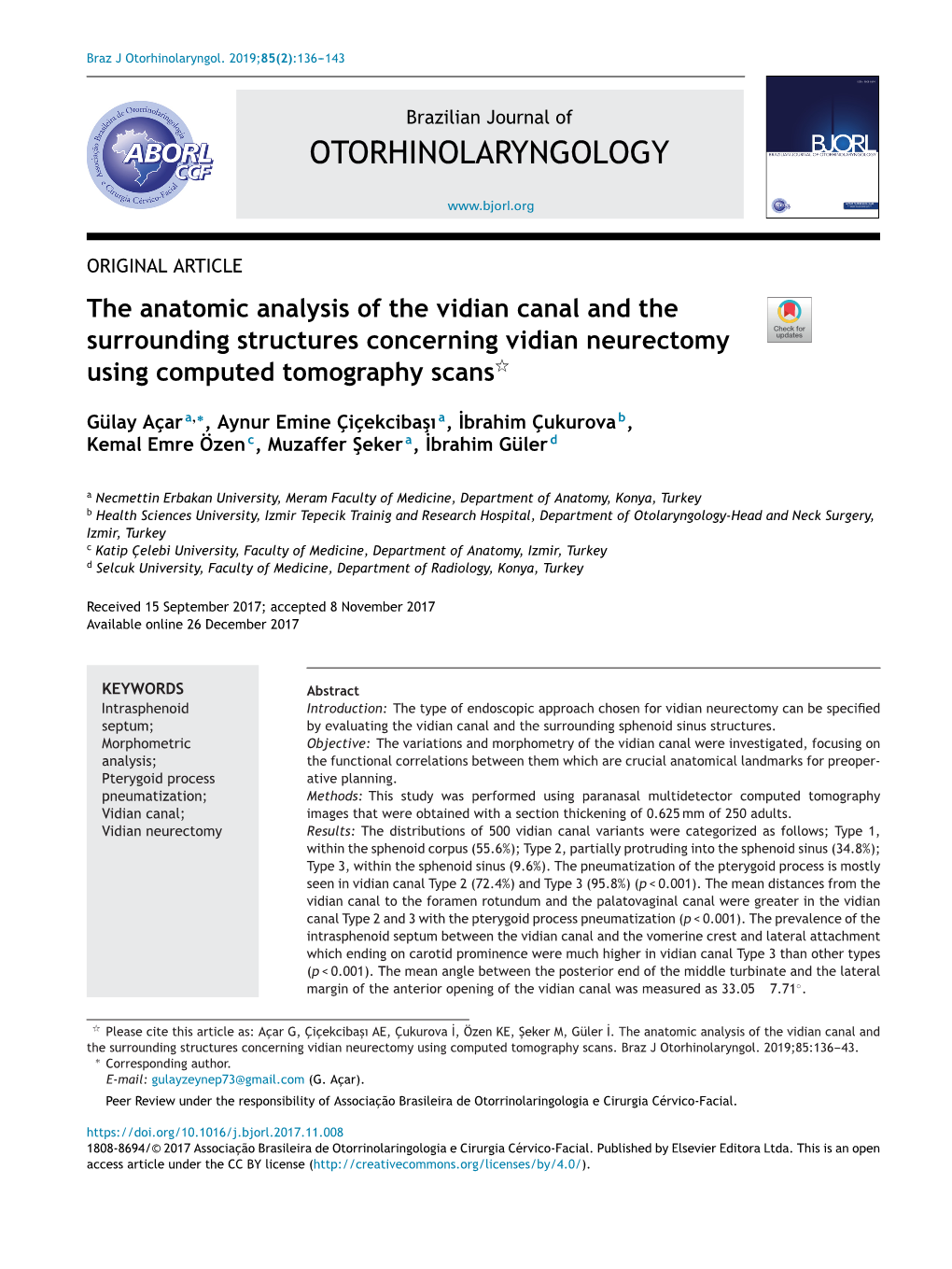 The Anatomic Analysis of the Vidian Canal and the Surrounding