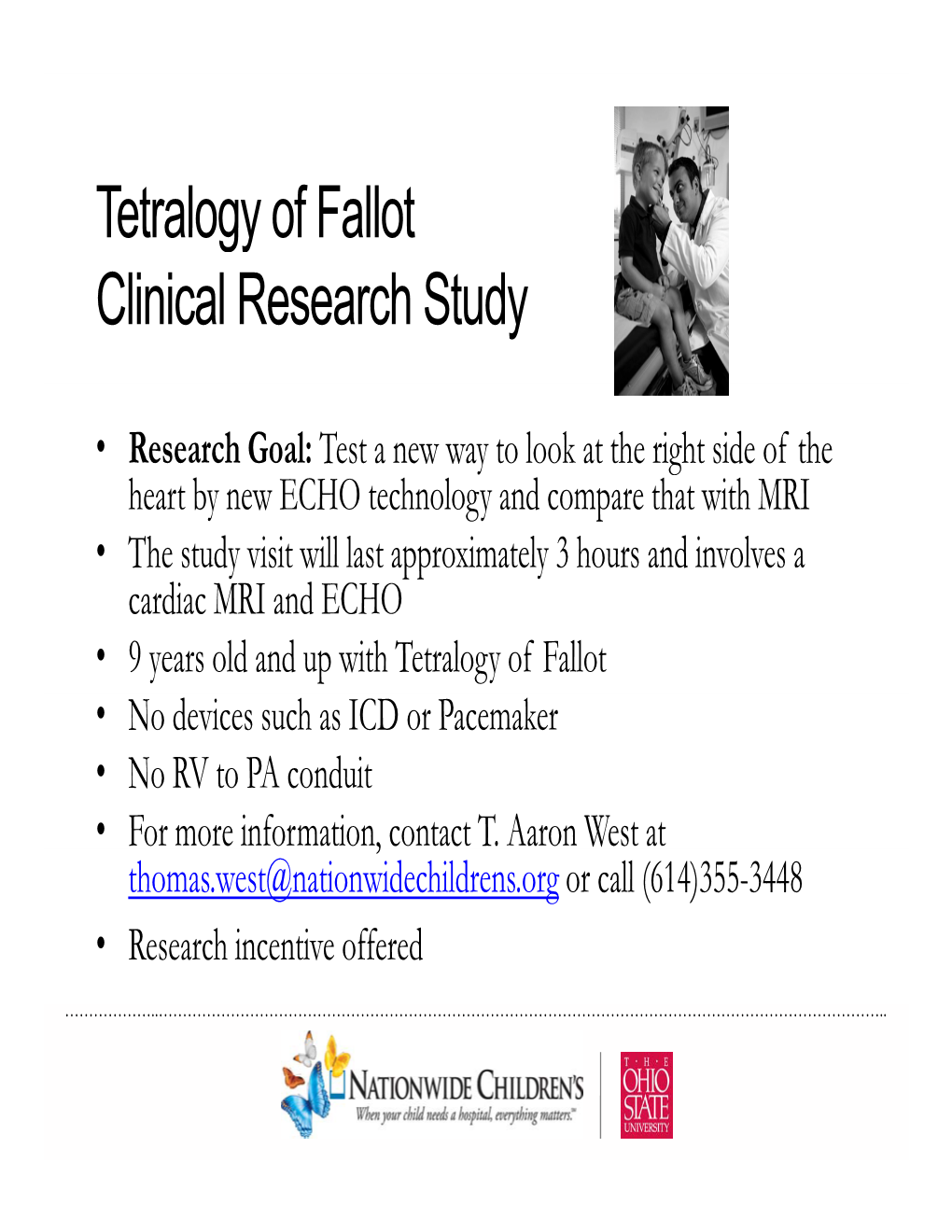 Tetralogy of Fallot Clinical Research Study