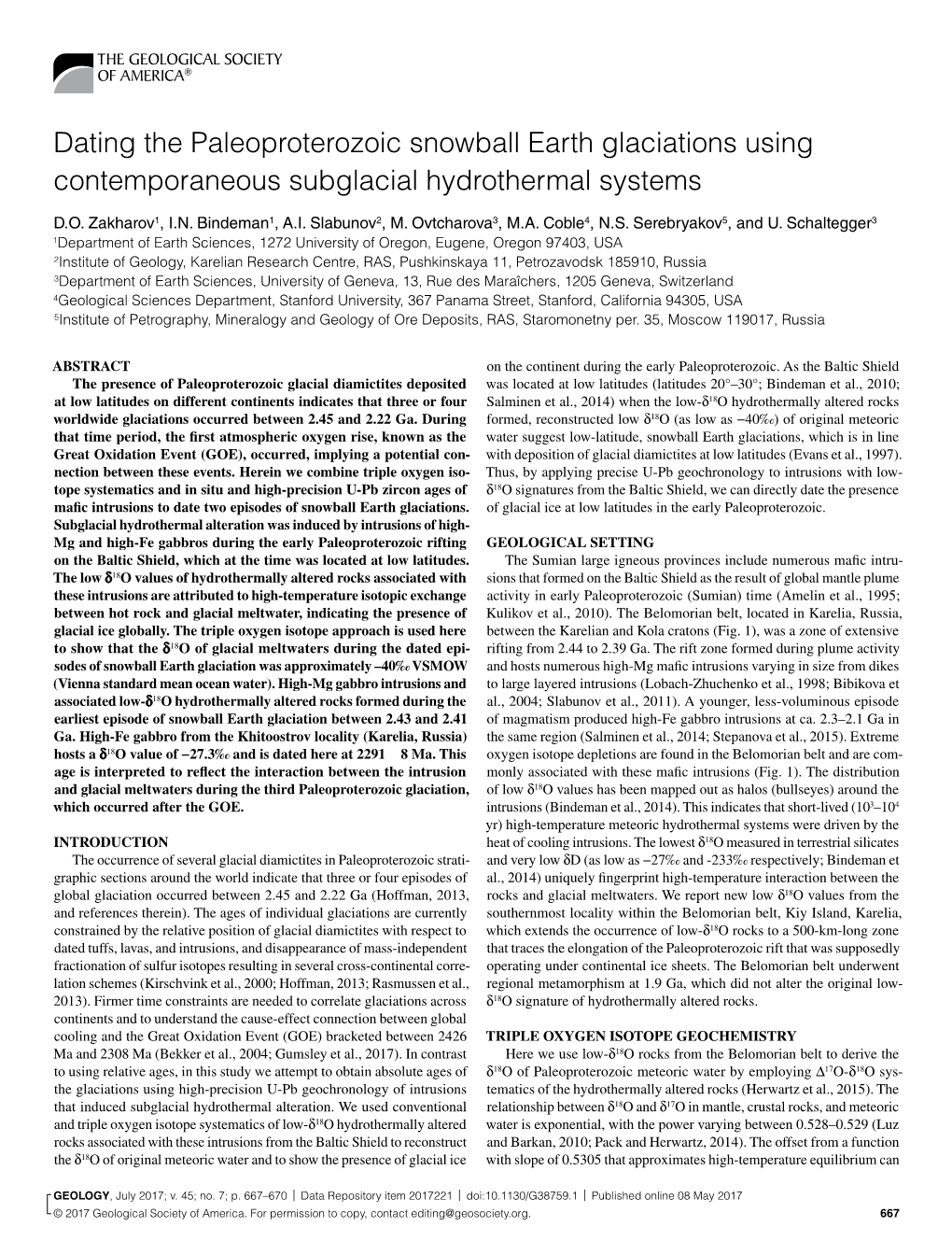 Dating the Paleoproterozoic Snowball Earth Glaciations Using Contemporaneous Subglacial Hydrothermal Systems