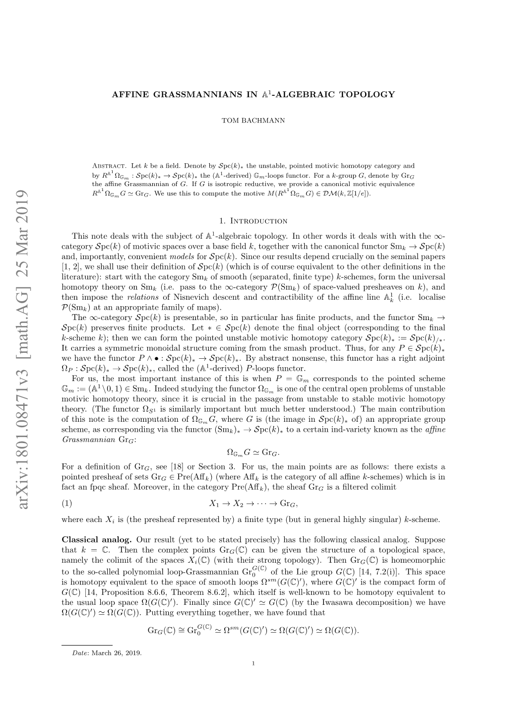 Affine Grassmannians in A1-Algebraic Topology