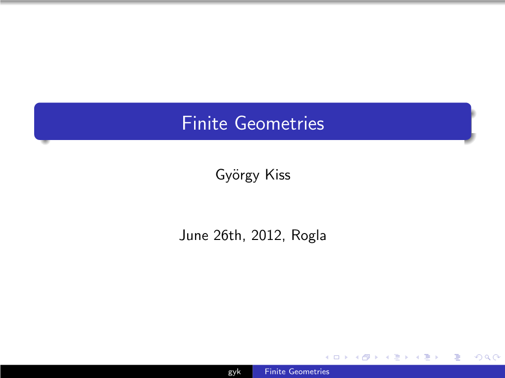 Finite Geometries