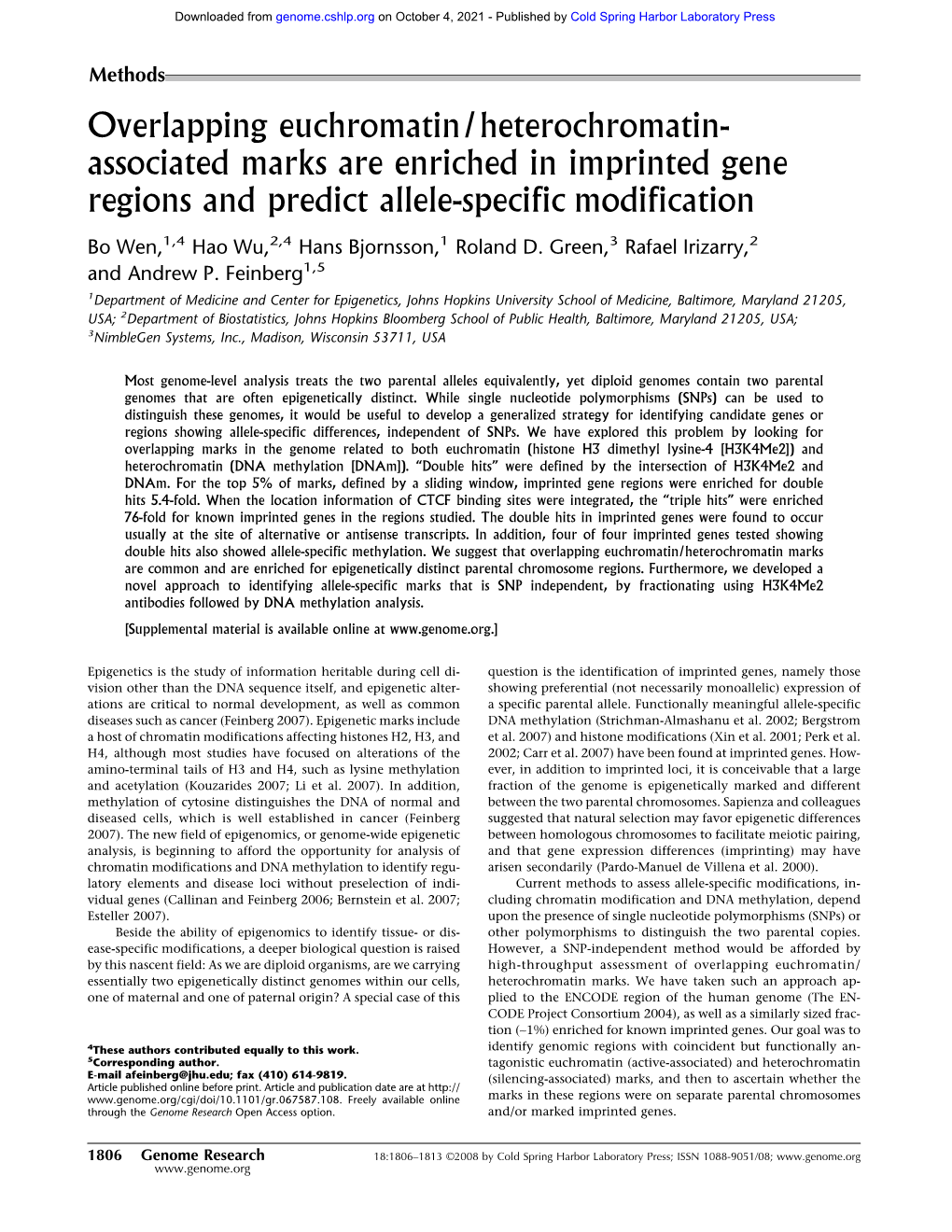 Associated Marks Are Enriched in Imprinted Gene Regions and Predict Allele-Specific Modification