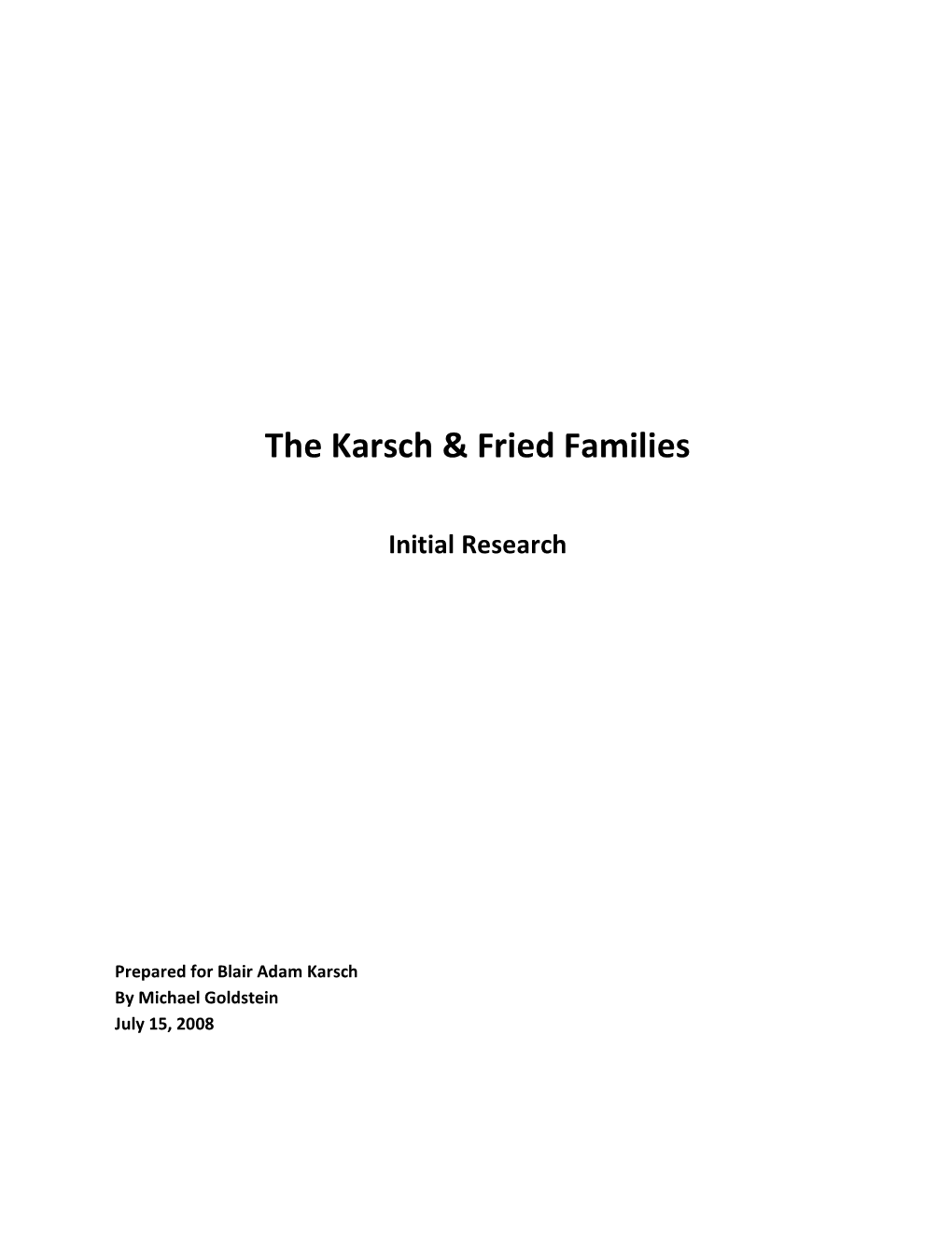 The Karsch & Fried Families