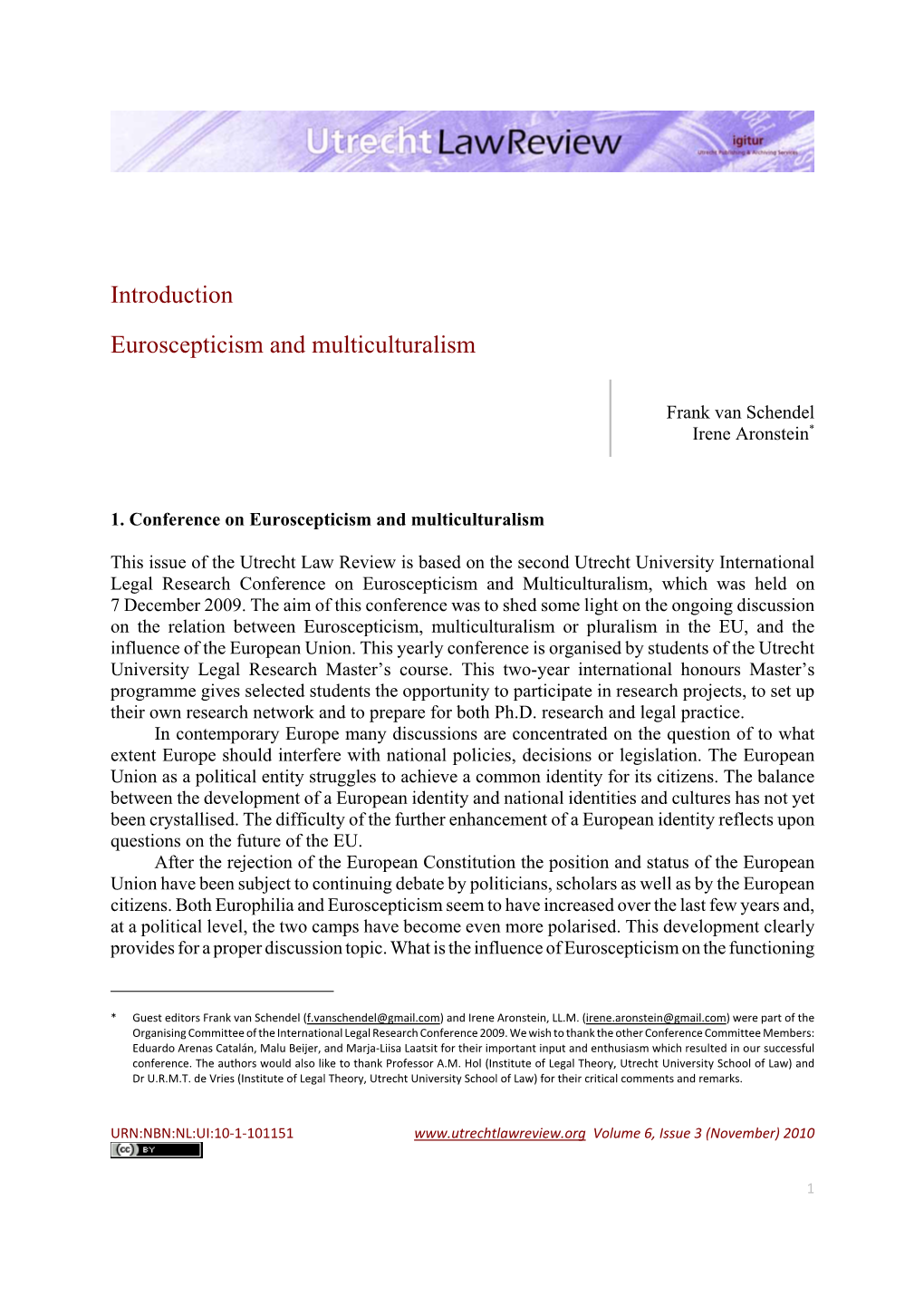 Introduction Euroscepticism and Multiculturalism