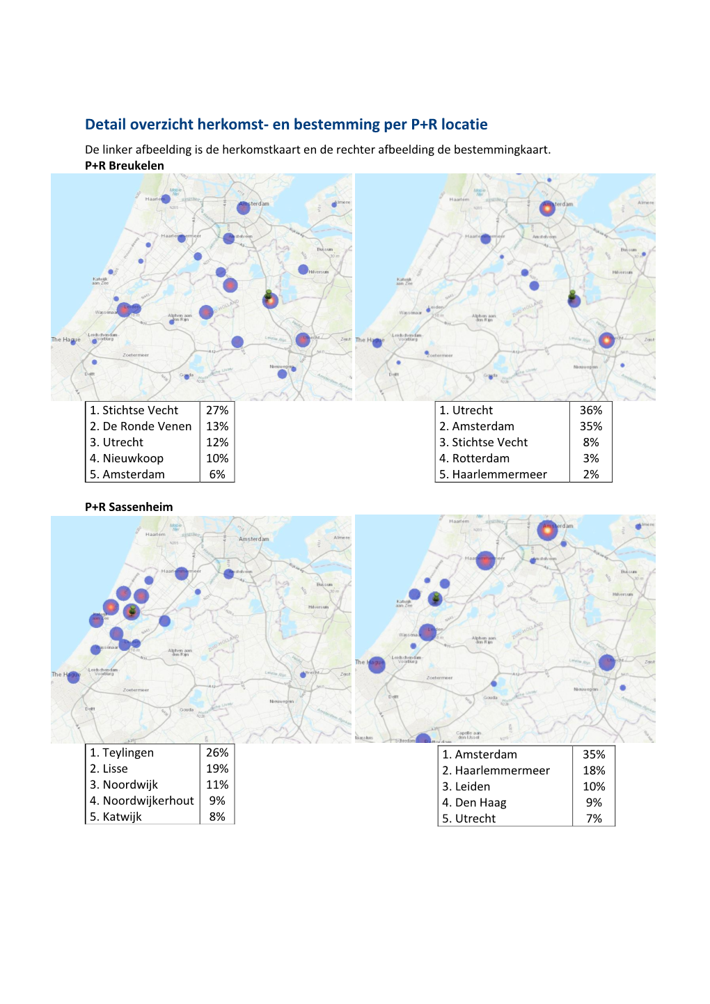 Detail Overzicht Herkomst- En Bestemming Per P+R Locatie De Linker Afbeelding Is De Herkomstkaart En De Rechter Afbeelding De Bestemmingkaart