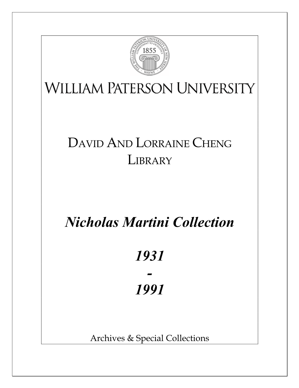 Nicholas Martini Collection 1931