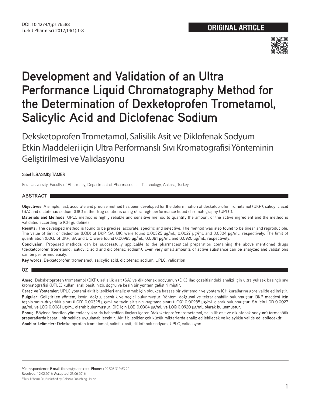 Development and Validation of an Ultra Performance Liquid