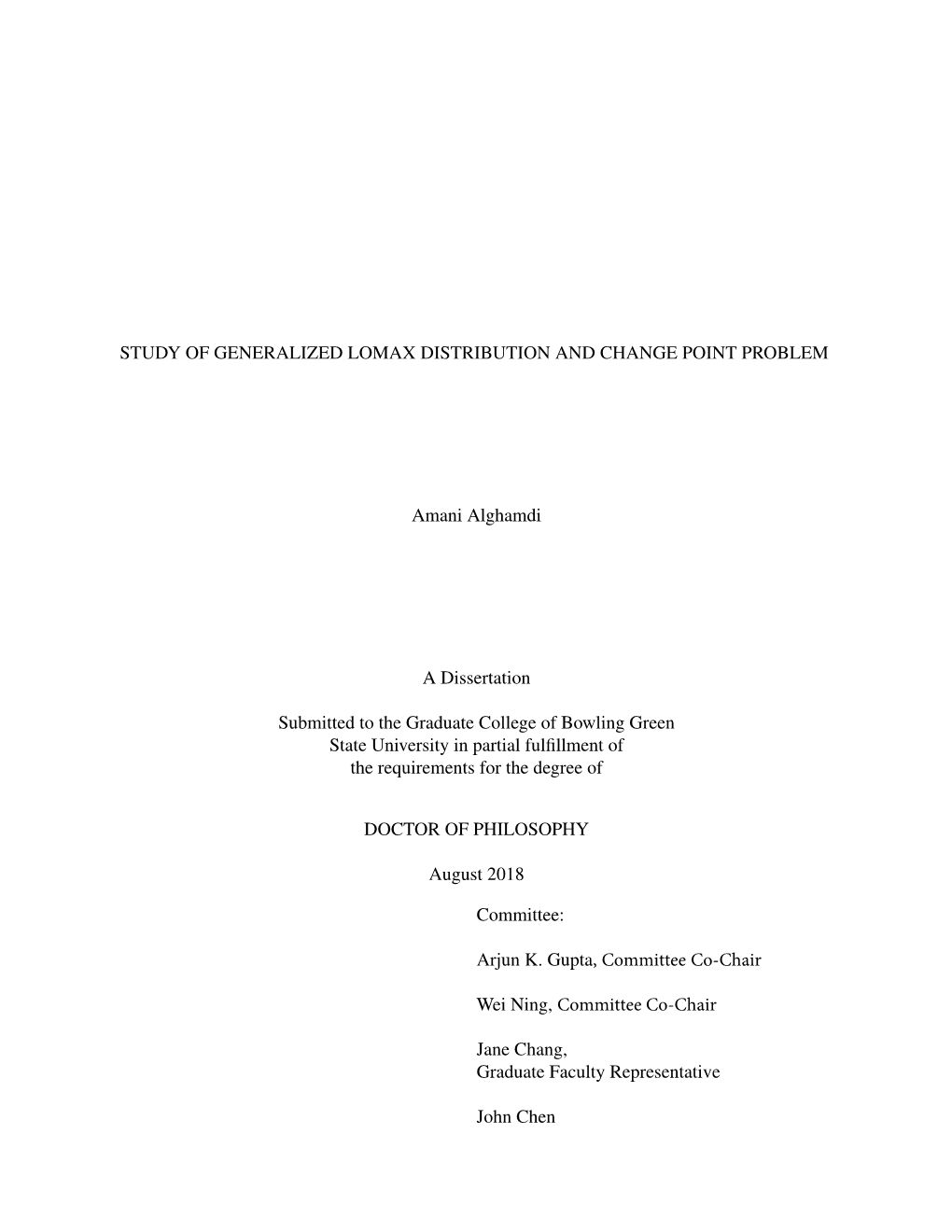 Study of Generalized Lomax Distribution and Change Point Problem