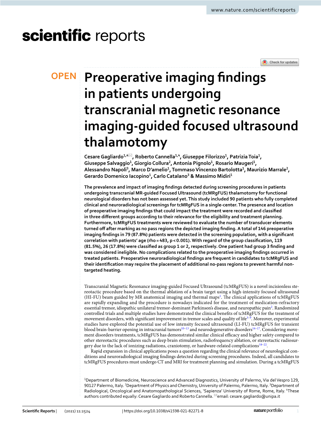 Preoperative Imaging Findings in Patients Undergoing Transcranial