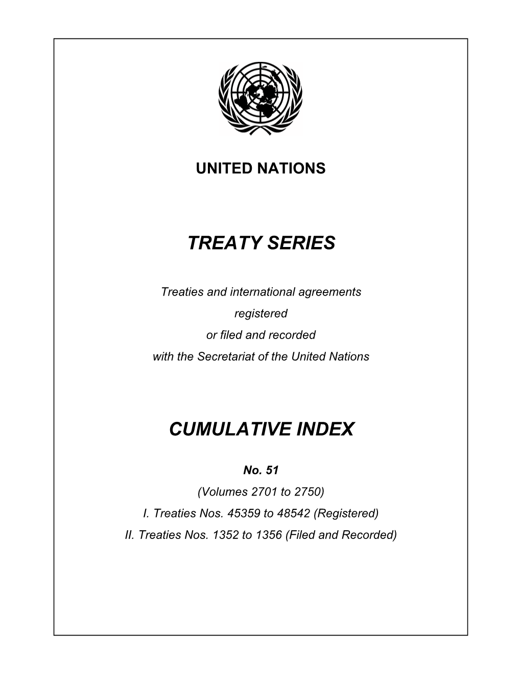 Treaty Series Cumulative Index