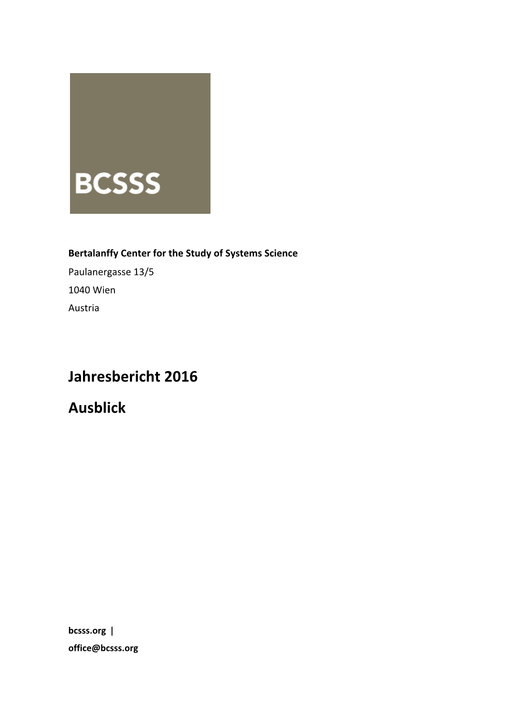 BCSSS Jahresbericht 2016