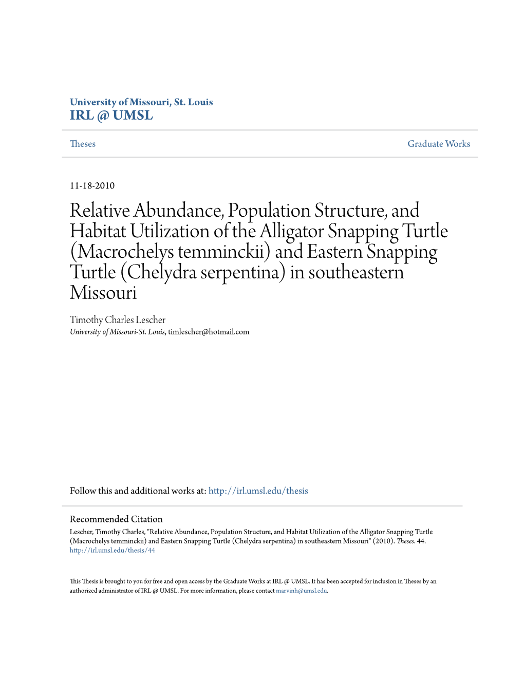 Relative Abundance, Population Structure, and Habitat