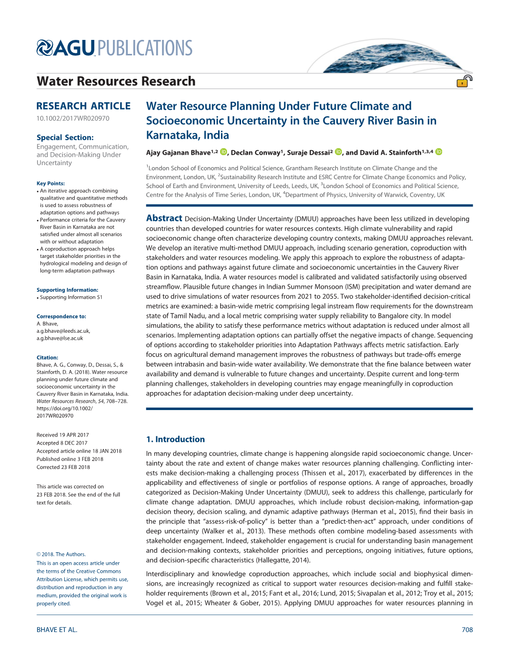 Water Resource Planning Under Future Climate and Socioeconomic