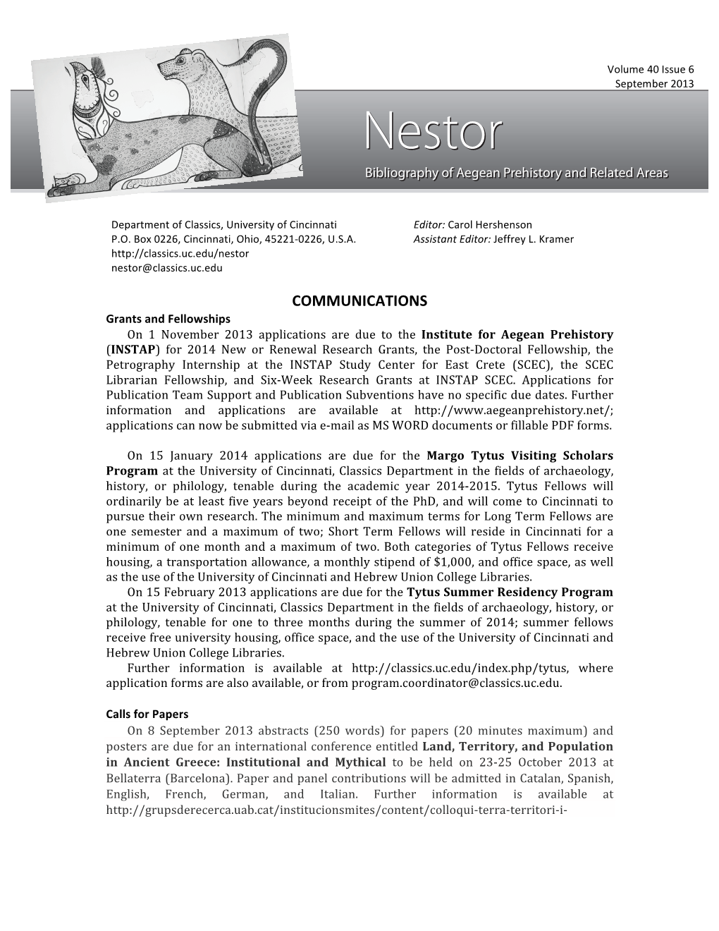 Nestor Nestor@Classics.Uc.Edu