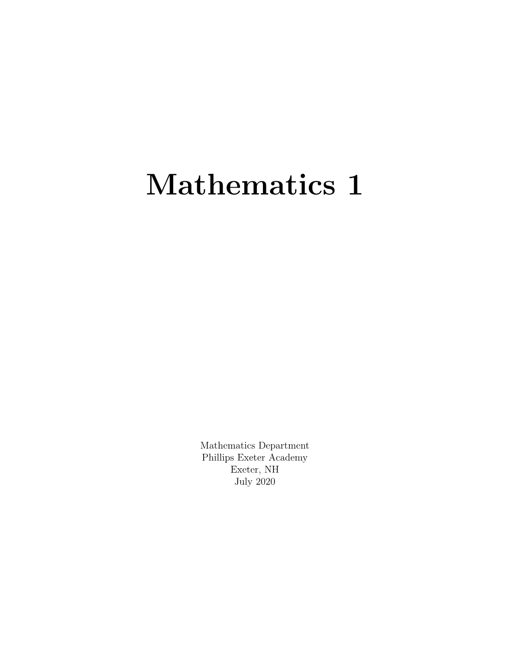 Mathematics 1