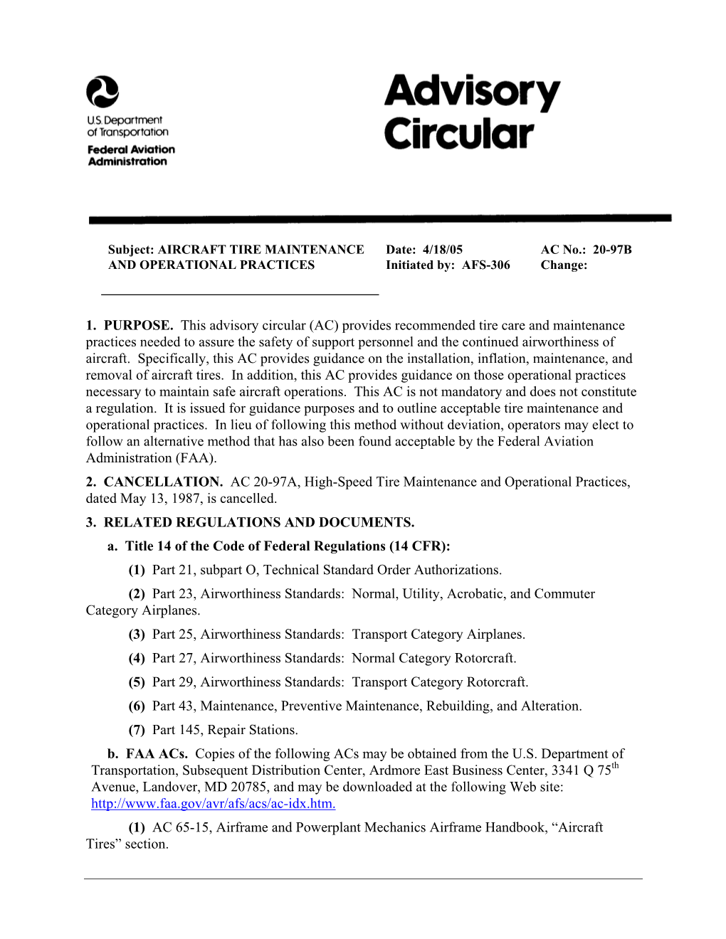 FAA Advisory Circular 20-97B