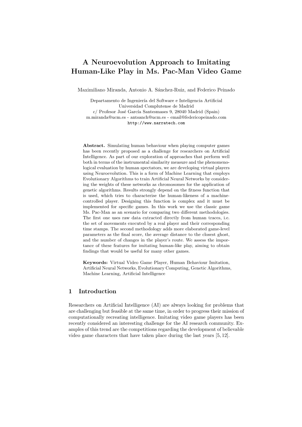 A Neuroevolution Approach to Imitating Human-Like Play in Ms