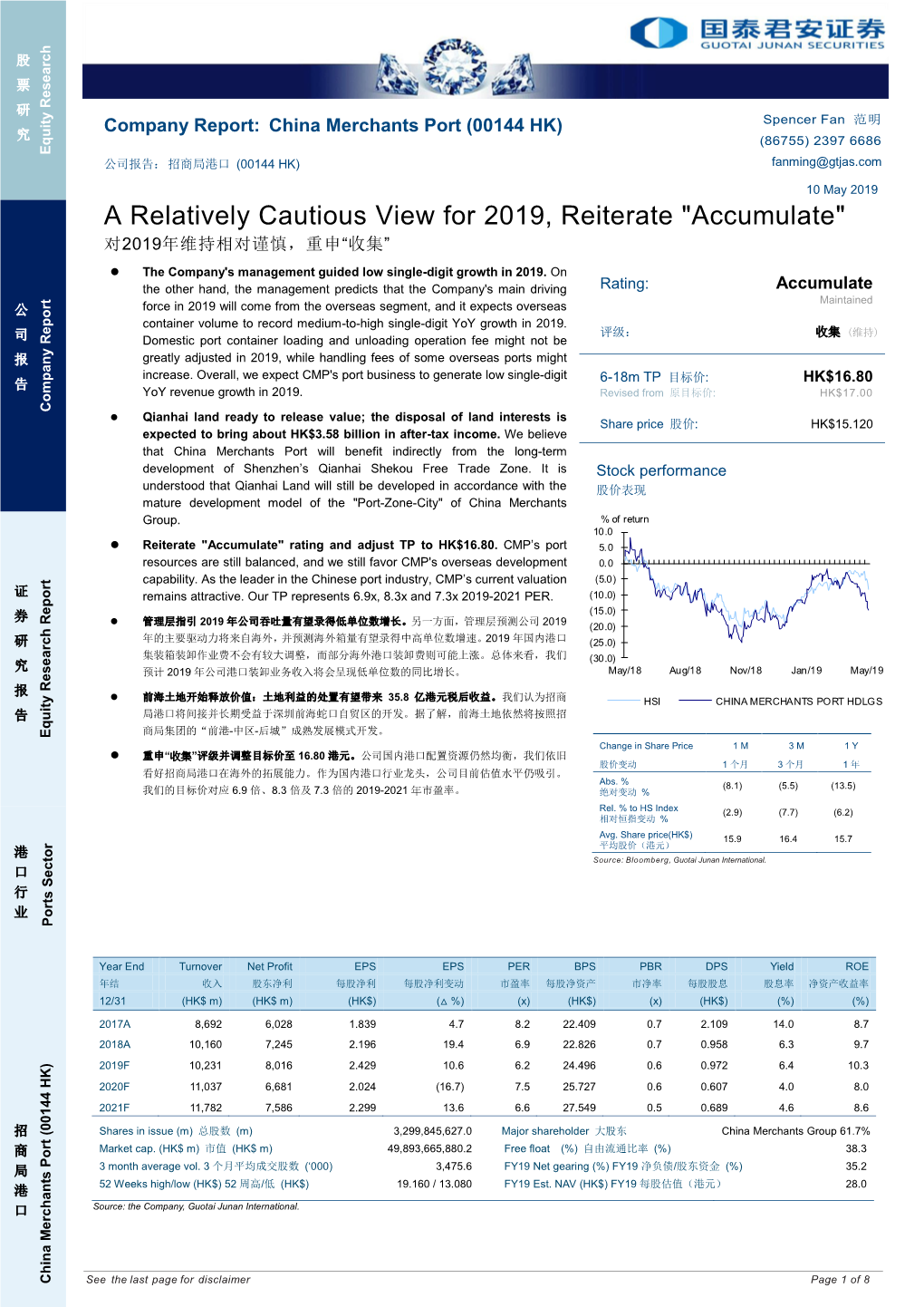 A Relatively Cautious View for 2019, Reiterate "Accumulate"