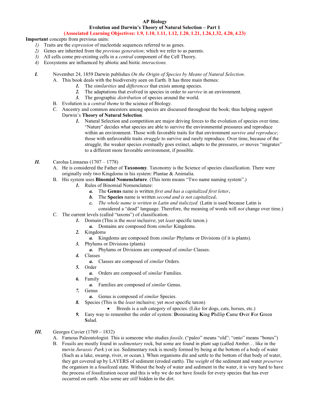 Evolution and Darwin S Theory of Natural Selection Part 1