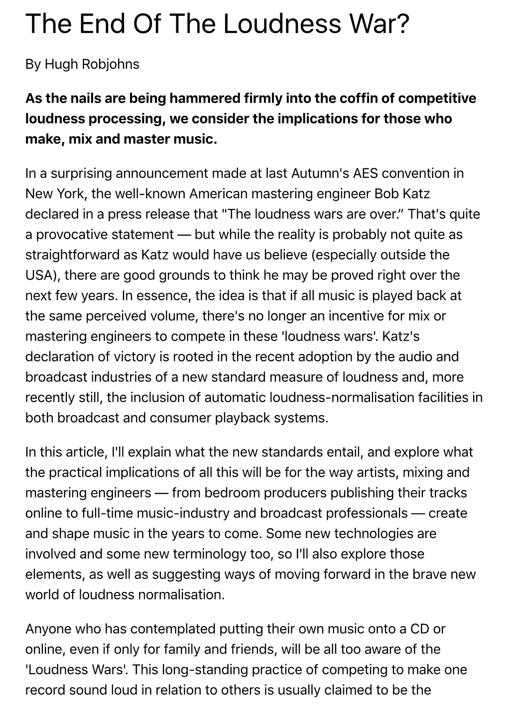 The End of the Loudness War?