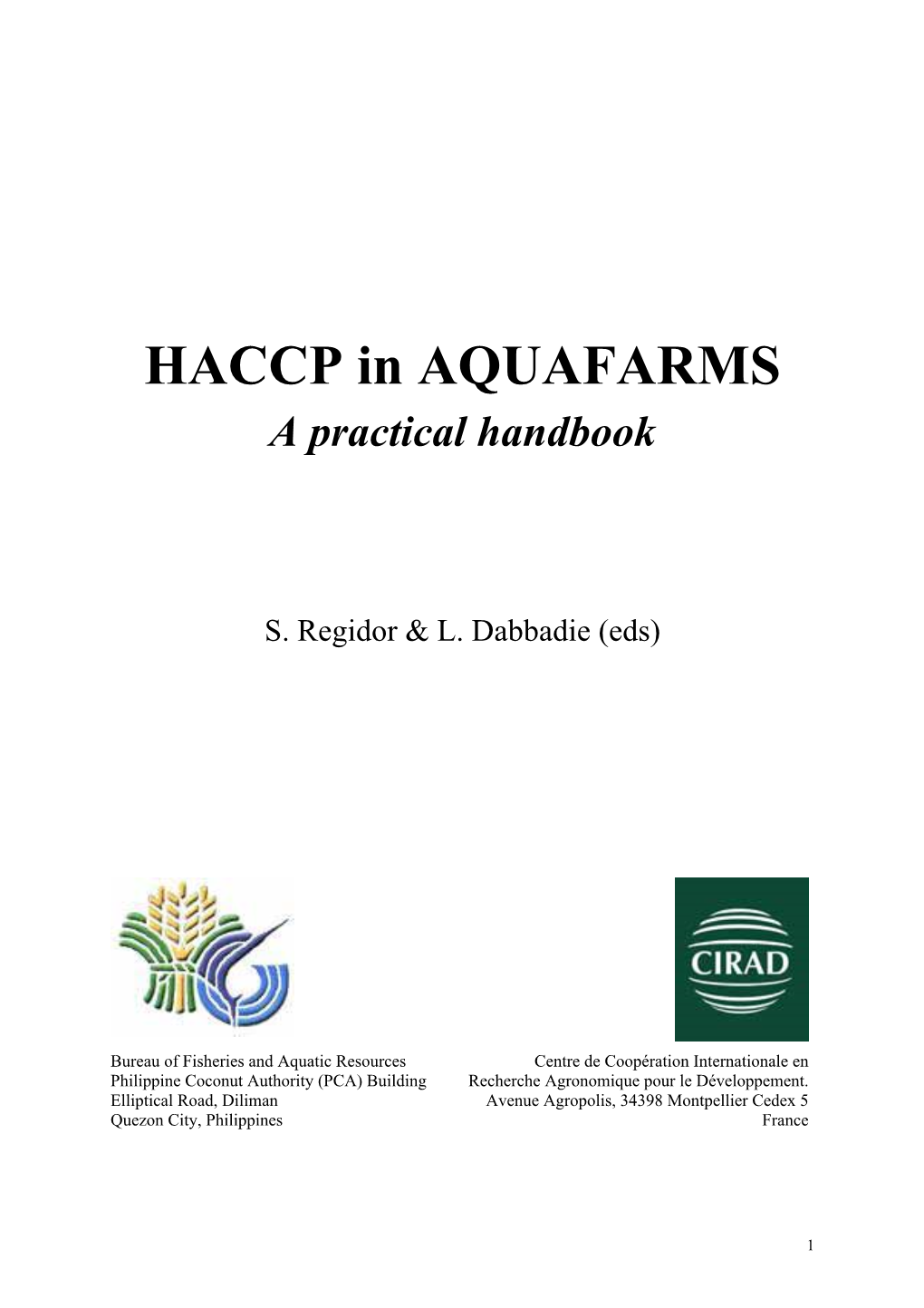 HACCP in AQUAFARMS a Practical Handbook