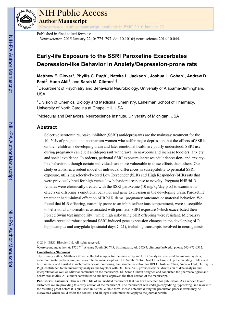 NIH Public Access Author Manuscript Neuroscience