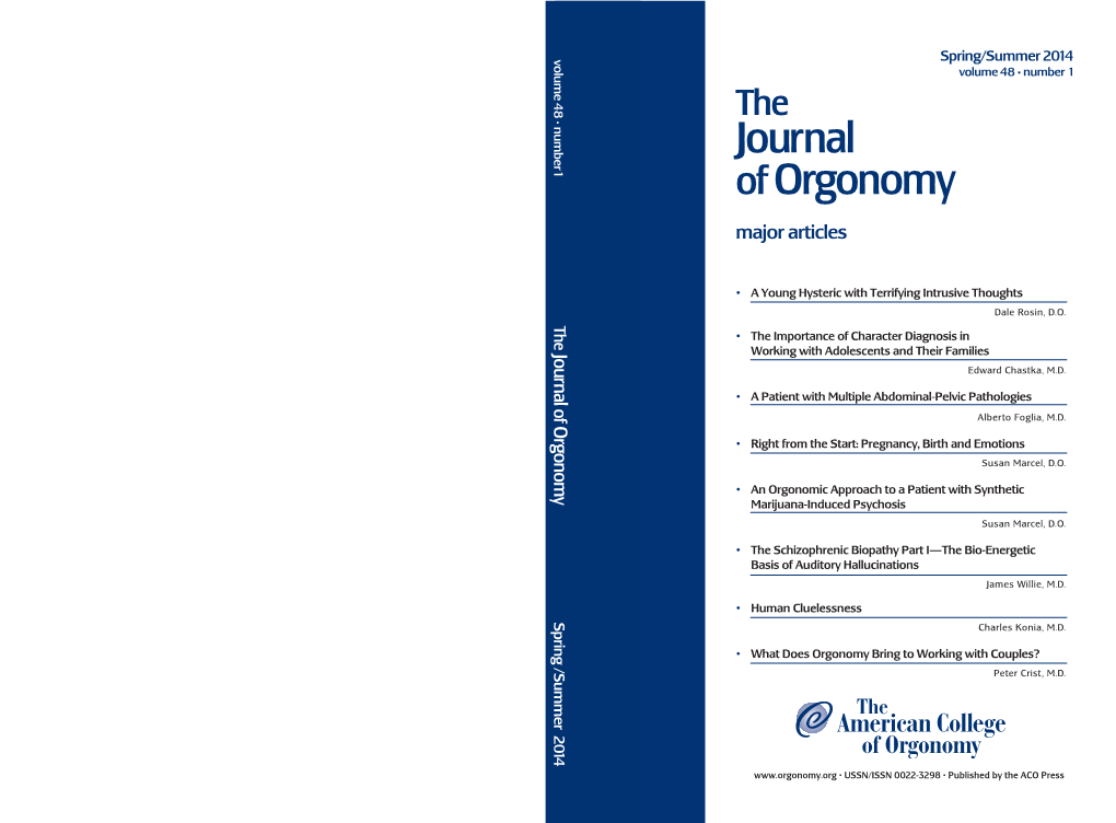 Journal of Orgonomy Journal of Orgo