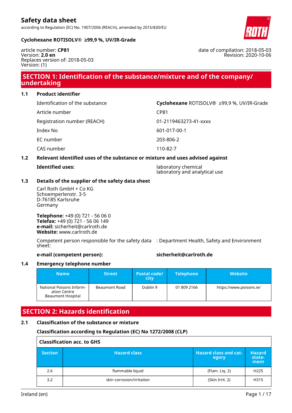 Safety Data Sheet: Cyclohexane