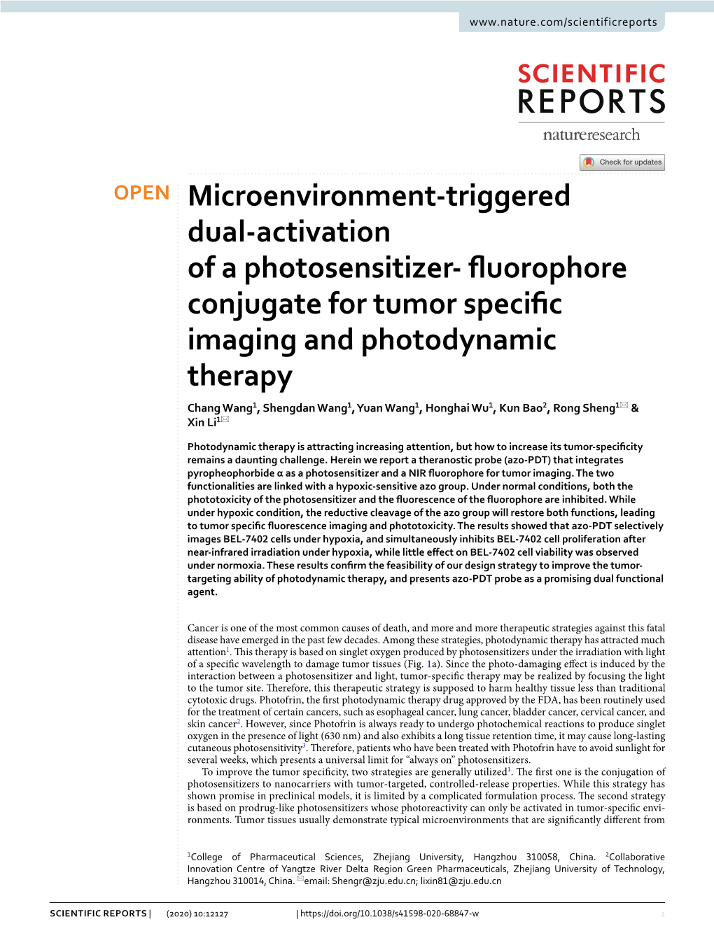 Microenvironment-Triggered Dual-Activation of a Photosensitizer