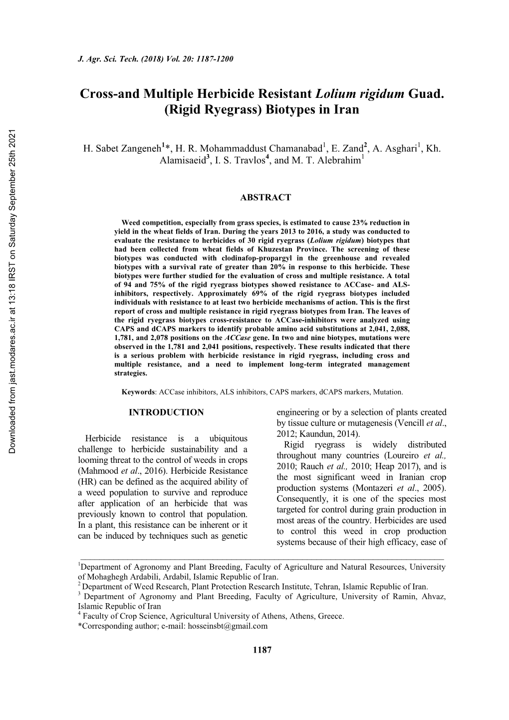 Cross-And Multiple Herbicide Resistant Lolium Rigidum Guad