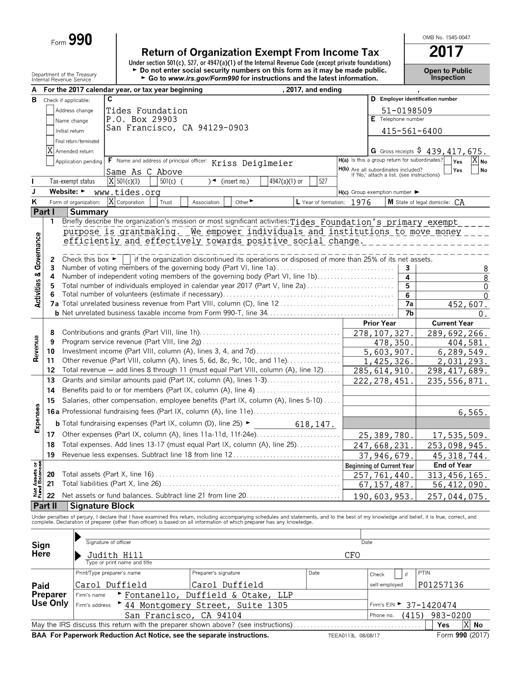 Tides Foundation 2017 Form