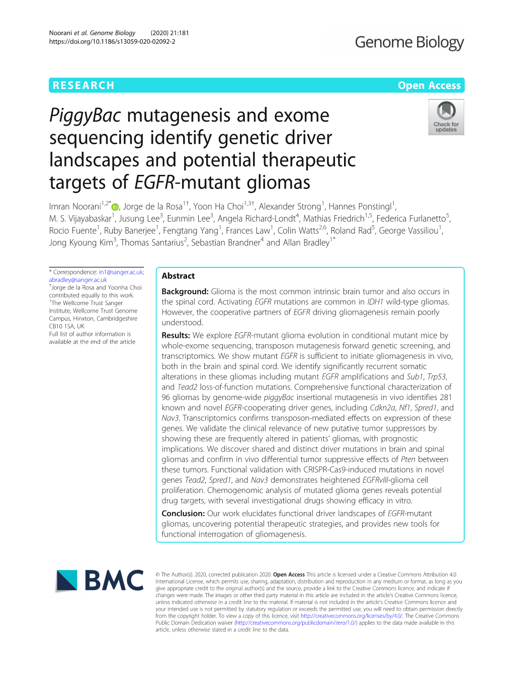 Piggybac Mutagenesis and Exome Sequencing Identify Genetic Driver