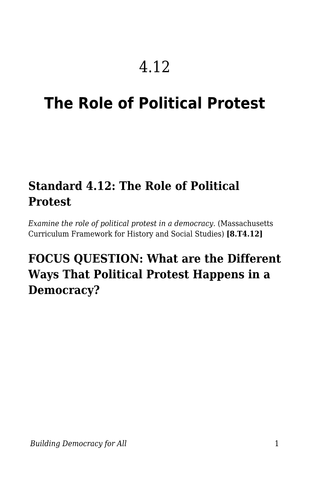 The Role of Political Protest