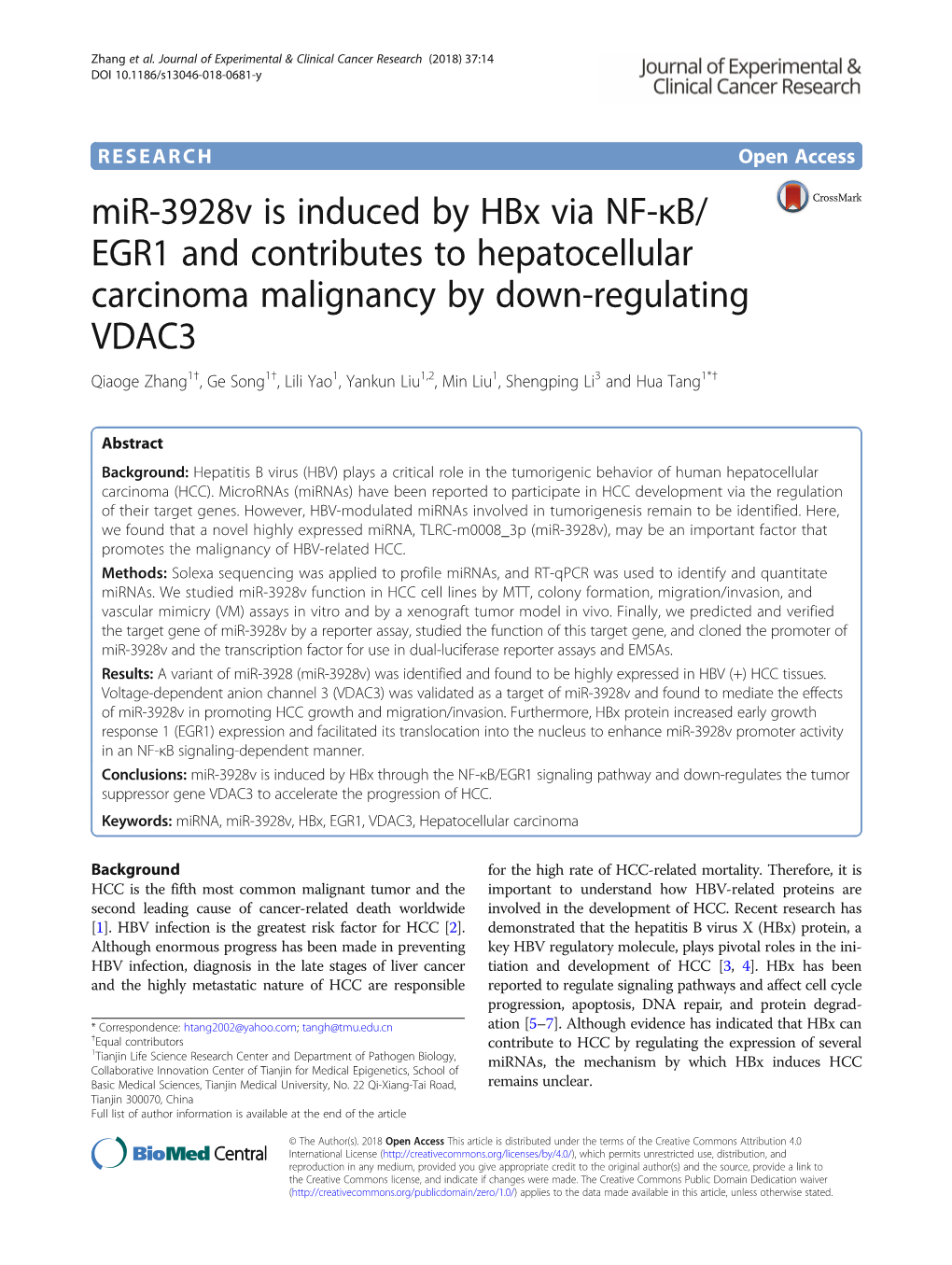 Mir-3928V Is Induced by Hbx Via NF-Κb/EGR1 and Contributes To
