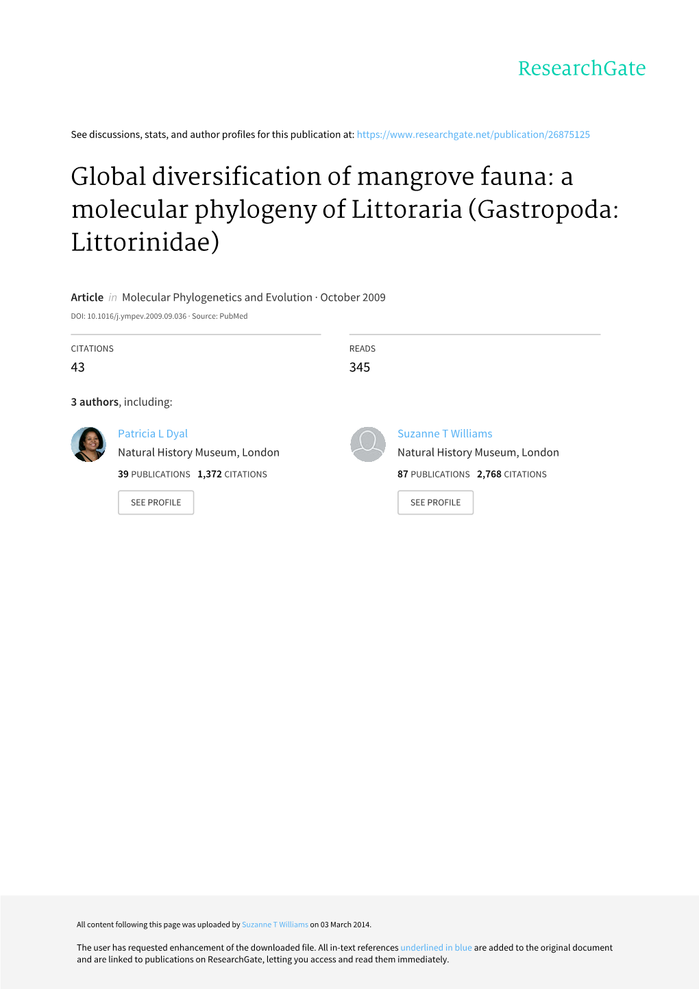 Global Diversification of Mangrove Fauna: a Molecular Phylogeny of Littoraria (Gastropoda: Littorinidae)