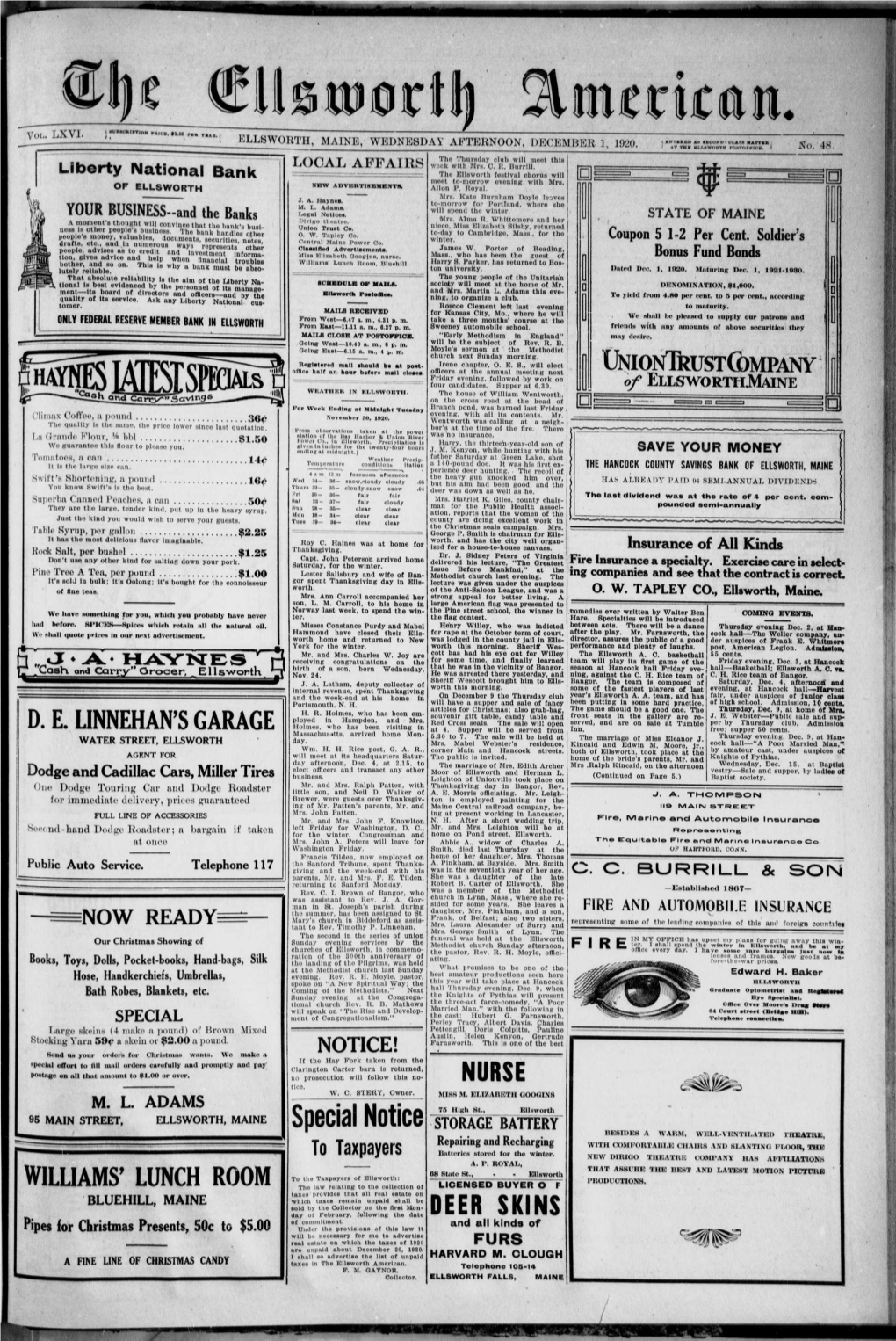 Ellsworth American : December 1, 1920