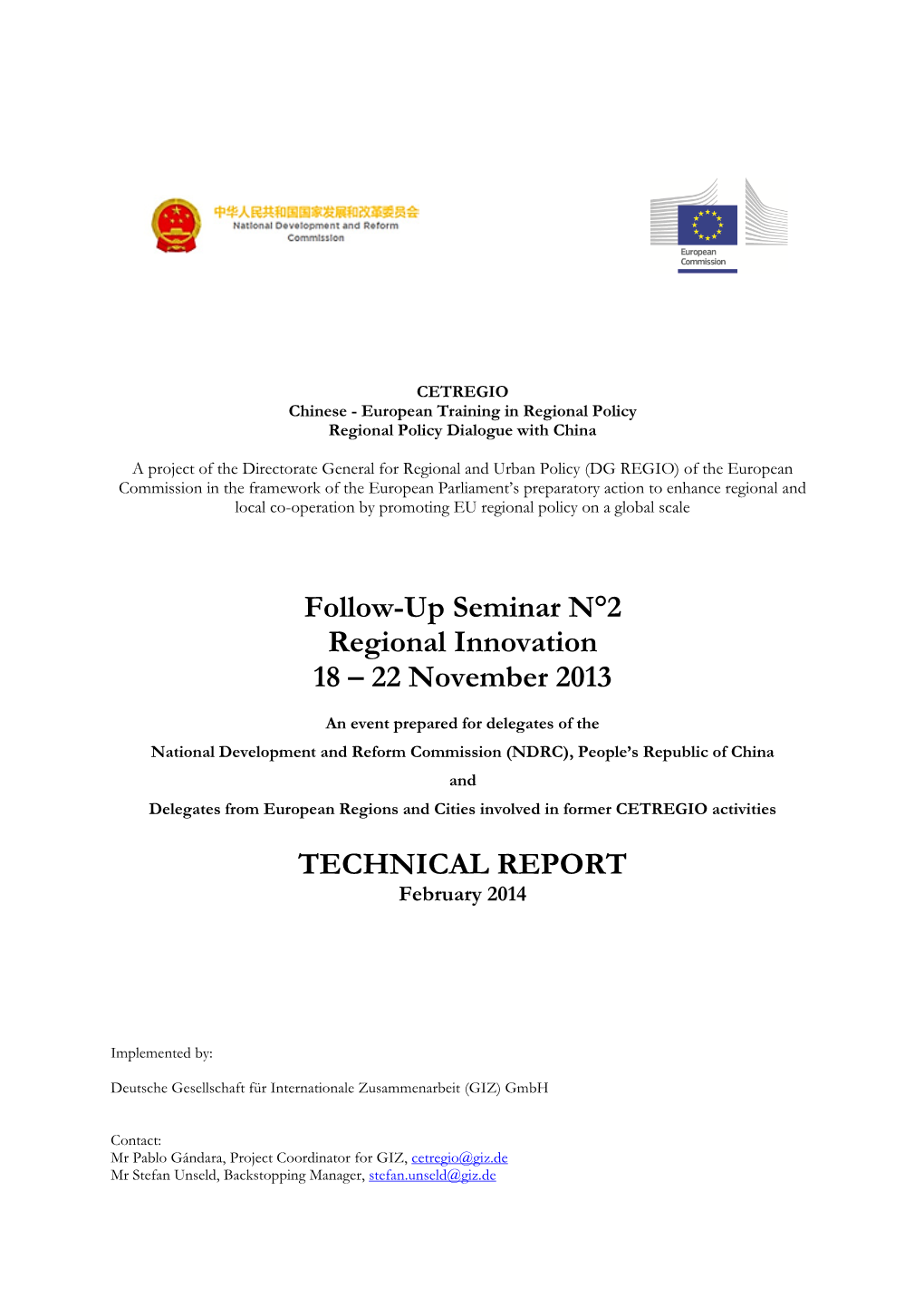 CETREGIO 2013 Technical Report 1