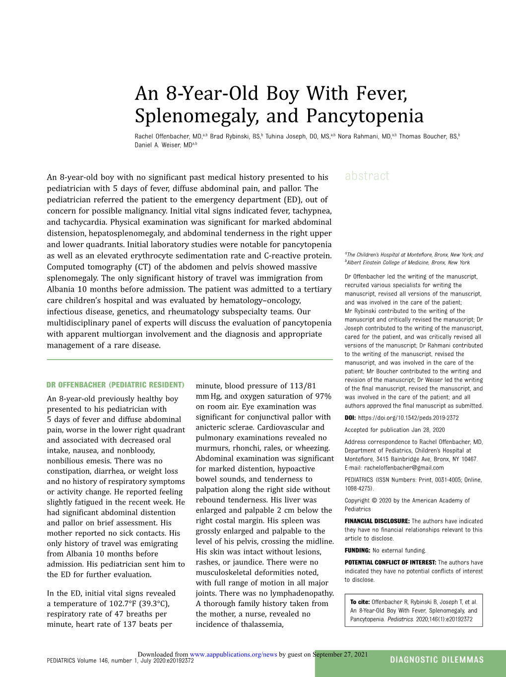 An 8-Year-Old Boy with Fever, Splenomegaly, and Pancytopenia