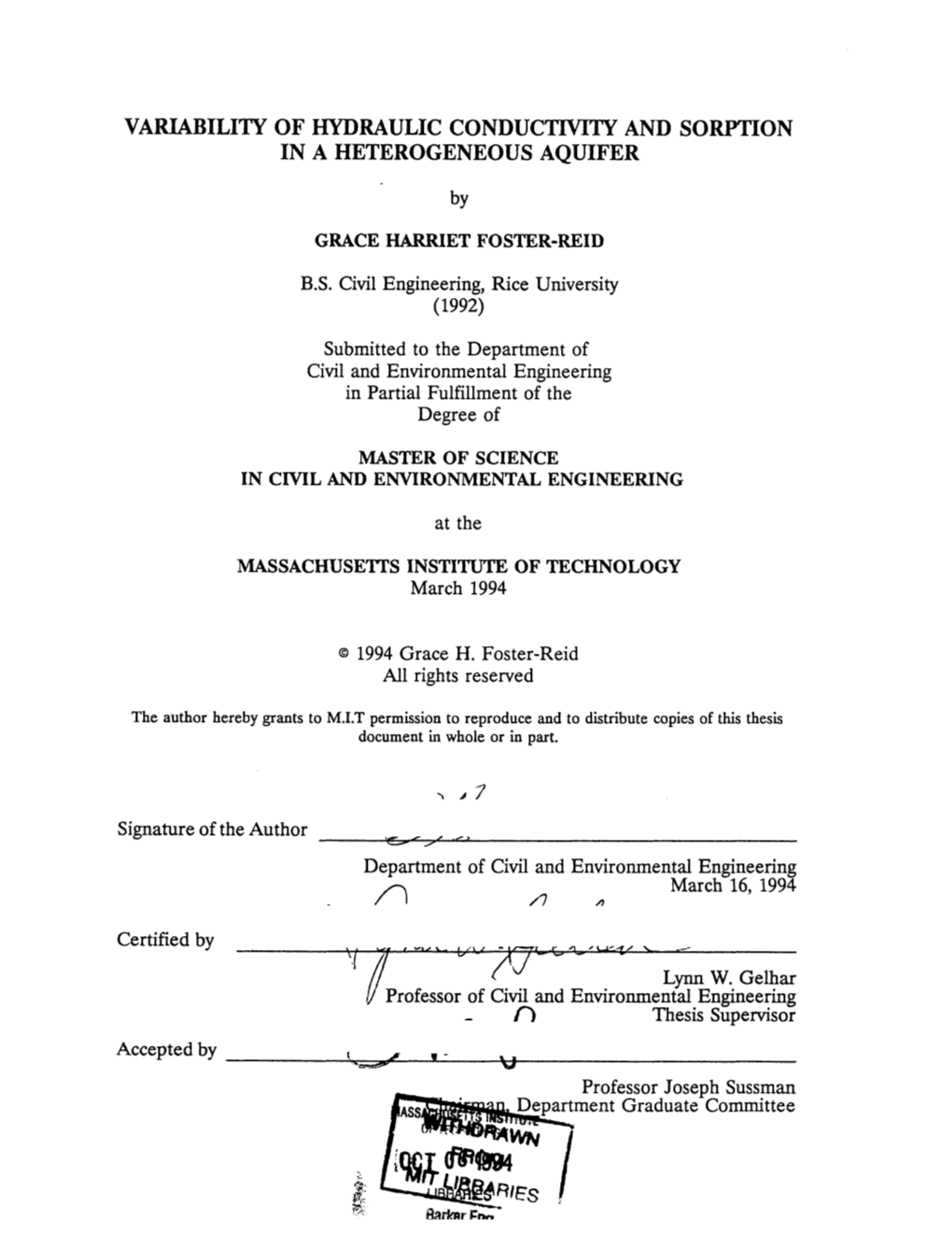 Variability of Hydraulic Conductivity and Sorption in a Heterogeneous Aquifer