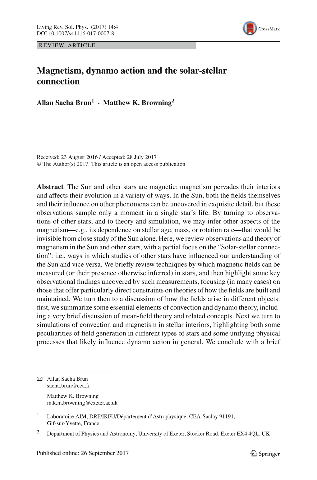 Magnetism, Dynamo Action and the Solar-Stellar Connection